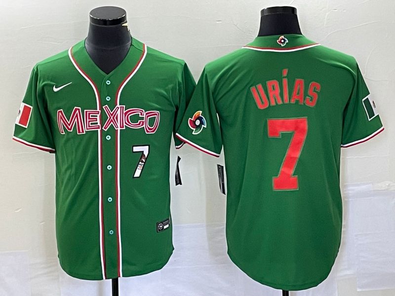 Men 2023 World Cub Mexico #7 Urias Green orange Nike MLB Jersey9->more jerseys->MLB Jersey